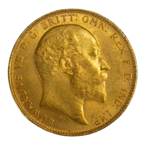 33 - AN EDWARDIAN 22CT GOLD SOVEREIGN COIN, DATED 1909 
With King Edward VII bust and George and Dragon t... 