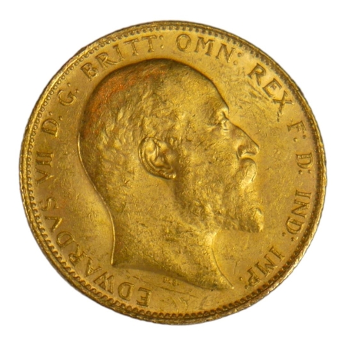 35 - AN EDWARDIAN 22CT GOLD SOVEREIGN COIN, DATED 1909 
With King Edward VII bust and George and Dragon t... 