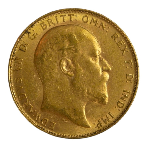 38 - AN EDWARDIAN 22CT GOLD SOVEREIGN COIN, DATED 1910 
With King Edward VII bust and George and Dragon t... 