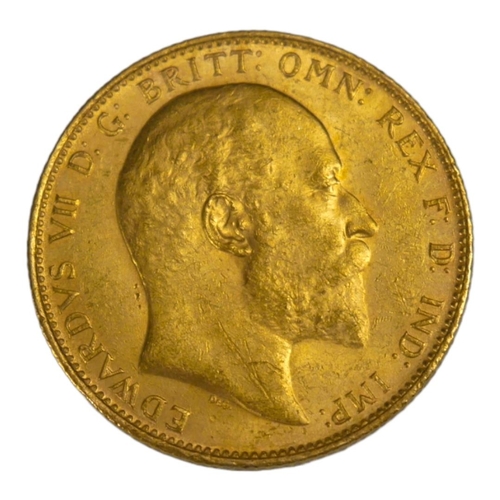 54 - AN EDWARDIAN 22CT GOLD SOVEREIGN COIN, DATED 1909 
With King Edward VII bust and George and Dragon t... 