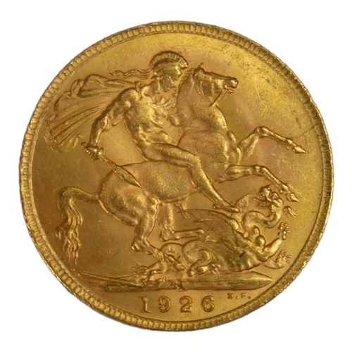 60 - AN EARLY 20TH CENTURY 22CT GOLD SOVEREIGN COIN, DATED 1926 
With King George V bust and George and D... 