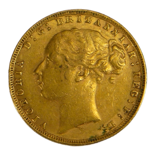 8 - A VICTORIAN 22CT GOLD SOVEREIGN COIN, DATED 1876
With Young Queen Victoria bust and George and Drago... 