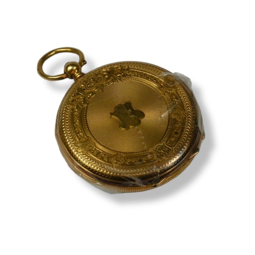 82 - A 19TH CENTURY CONTINENTAL 18CT GOLD LADIES’ POCKET WATCH
Dial marked 'J. Le Rousseau A Liege’, bear... 