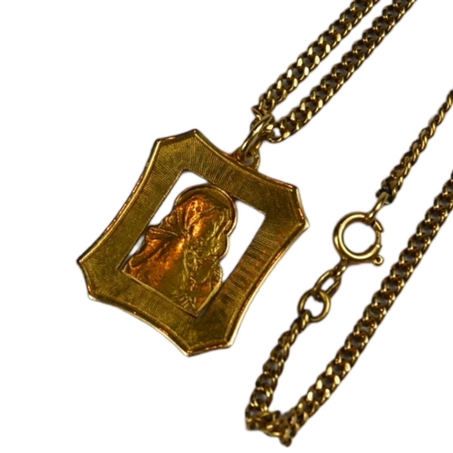 95 - A VINTAGE 18CT GOLD PENDANT NECKLACE
The fine link chain having a rectangular pendant, with pierced ... 