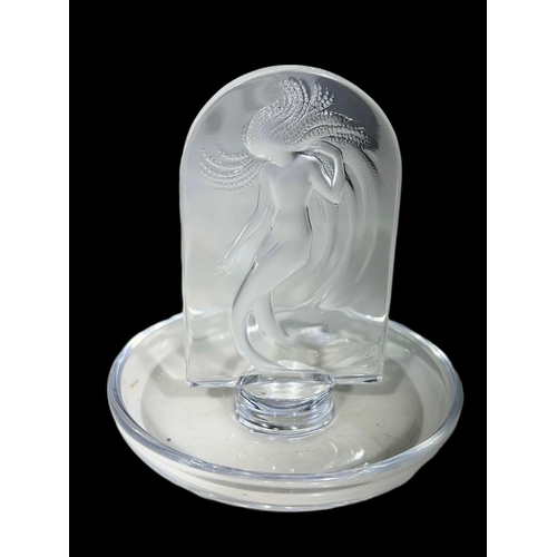 199 - RENÉ LALIQUE, FRENCH, 1860 - 1945, GLASS WATER NYMPH PIN TRAY.
(h 10cm x diameter 10cm)