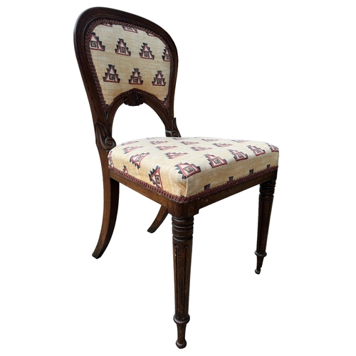 214 - MANNER OF GILLOWS, A SET OF FOUR 19TH CENTURY ROSEWOOD DINING CHAIRS
With upholstered seats and back... 