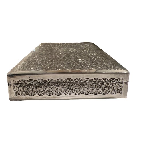 98b - AN EARLY 20TH CENTURY ISLAMIC SILVER CIGARETTE BOX
Having engraved cartouche with star inside semi-c... 