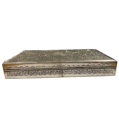 98b - AN EARLY 20TH CENTURY ISLAMIC SILVER CIGARETTE BOX
Having engraved cartouche with star inside semi-c... 