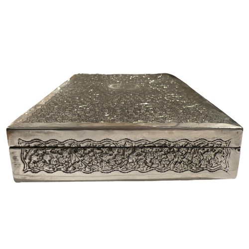 98b - AN EARLY 20TH CENTURY ISLAMIC SILVER CIGARETTE BOX
Having engraved cartouche with star inside semi-c... 