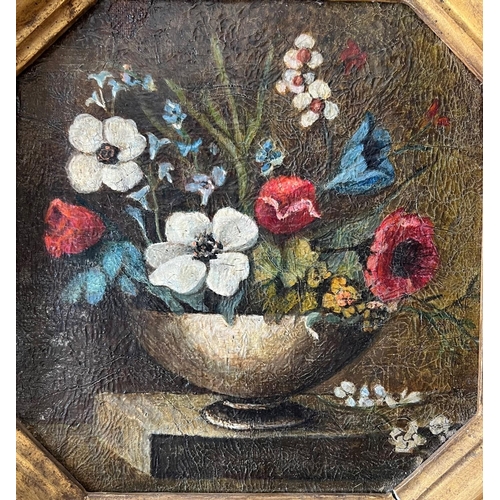 304 - A SET OF FOUR LATE 19TH/EARLY 20TH CENTURY CONTINENTAL OIL ON CANVAS, STILL LIFE, FLOWERS 
Held in g... 