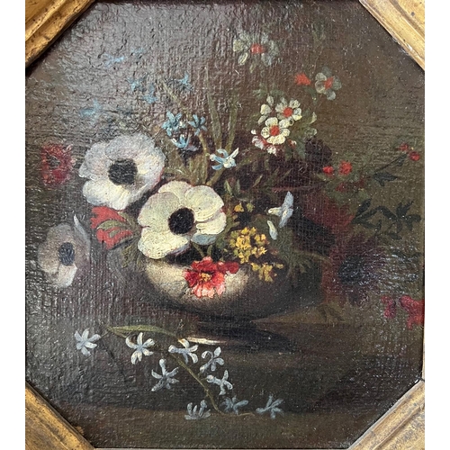 304 - A SET OF FOUR LATE 19TH/EARLY 20TH CENTURY CONTINENTAL OIL ON CANVAS, STILL LIFE, FLOWERS 
Held in g... 