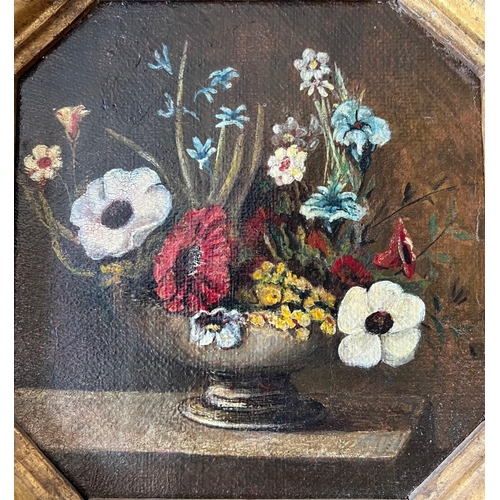 304 - A SET OF FOUR LATE 19TH/EARLY 20TH CENTURY CONTINENTAL OIL ON CANVAS, STILL LIFE, FLOWERS 
Held in g... 