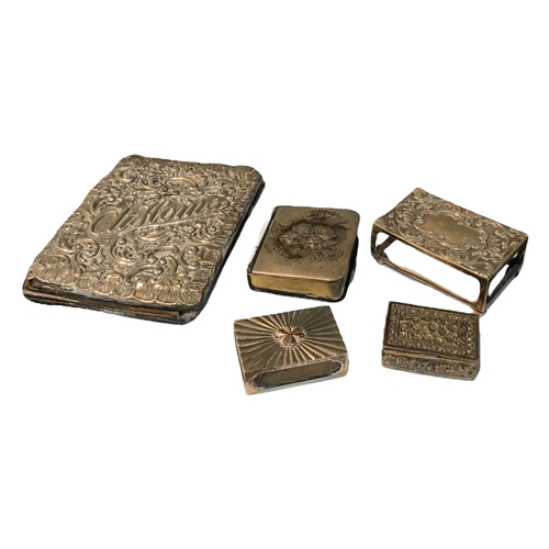 75B - A RUSSIAN SILVER MATCHBOX HOLDER TOGETHER WITH SILVER BLOTTER, SILVER BOOK OF COMMON PRAYER, SILVER ... 