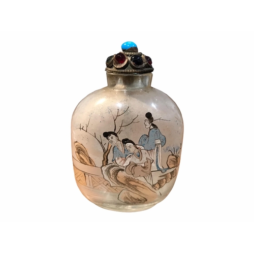 202 - THREE 19TH CENTURY CHINESE TIBETAN INTERIOR PAINTED SNUFF BOTTLES
First bottle depicting warriors on... 