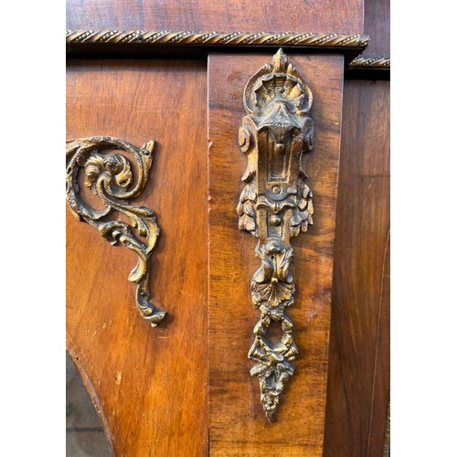 236 - A 19TH CENTURY VICTORIAN WALNUT AND GILT METAL MOUNTED BREAKFRONT CREDENZA
With floral inlaid and th... 