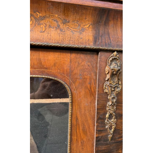 236 - A 19TH CENTURY VICTORIAN WALNUT AND GILT METAL MOUNTED BREAKFRONT CREDENZA
With floral inlaid and th... 