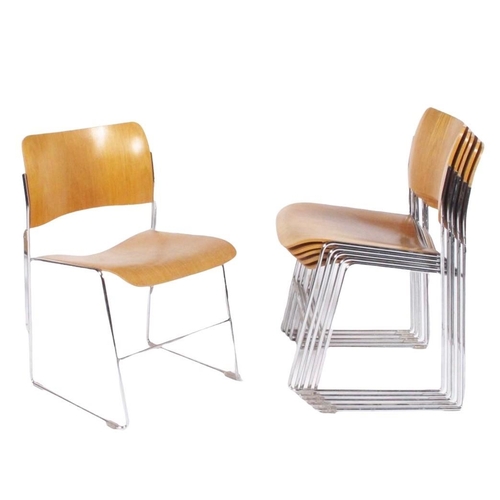 219a - A SET OF EIGHT 40/4 STACKING CHAIRS DESIGNED BY DAVID ROWLAND, 1963/64
Manufactured by Howe, each wi... 