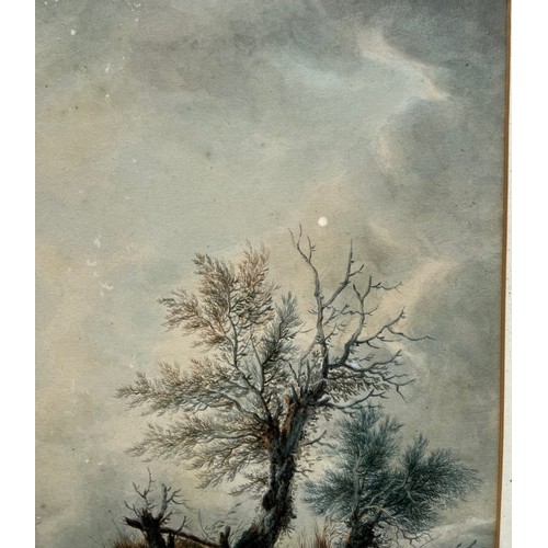 271 - FOLLOWER OF PHILIPS WOUWERMAN, 1619 - 1668, A LARGE 18TH/19TH CENTURY WATERCOLOUR
River landscape wi... 