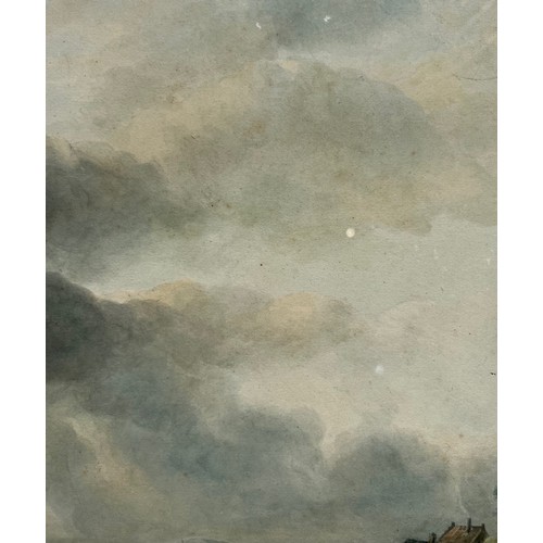 271 - FOLLOWER OF PHILIPS WOUWERMAN, 1619 - 1668, A LARGE 18TH/19TH CENTURY WATERCOLOUR
River landscape wi... 