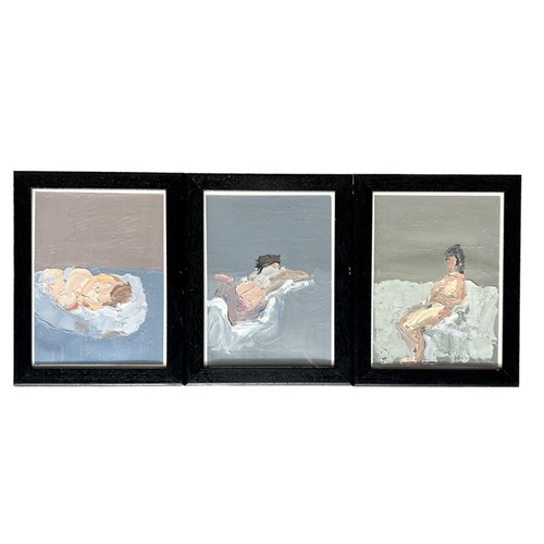 284 - BERNARD MYERS, BRITISH, 1925 - 2007, THREE 20TH CENTURY OILS ON PAPER
Nudes studies of women, signed... 