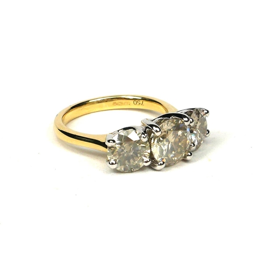 18 - A 18CT YELLOW & WHITE GOLD ROUND BRILLIANT CUT DIAMOND TRILOGY RING with WGI Certificate (Diamonds 3... 