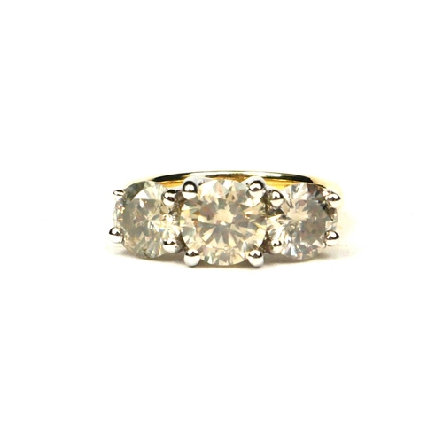 18 - A 18CT YELLOW & WHITE GOLD ROUND BRILLIANT CUT DIAMOND TRILOGY RING with WGI Certificate (Diamonds 3... 