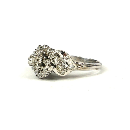 40 - A WHITE METAL & DIAMOND CLUSTER RING   Diamonds approx. 1.10ct