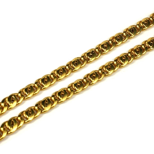7 - AN ITALIAN 18CT GOLD CURB LINK NECKLACE.
(length 46cm, 31.6g)