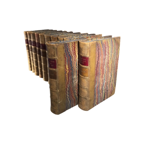 128 - SIR EDWARD BULWER LYTTON, 19TH CENTURY COLLECTION OF ELEVEN NOVELS HAVING MARBLED, GILT AND TOOLED L... 