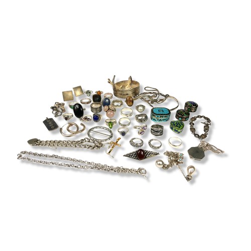31A - A LARGE COLLECTION OF VINTAGE AND CONTEMPORARY SILVER JEWELLERY
To include four silver and enamel pi... 