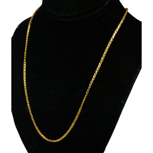 3 - A 21CT GOLD STYLISED BELCHER LINK NECKLACE/CHAIN. 
(length 87cm, 20.4g)