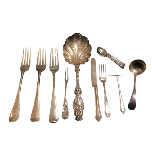 49A - RICHARD CROSSLEY, 1790, A COLLECTION OF GEORGIAN AND LATER SILVER FLATWARE 
Comprising three Richard... 