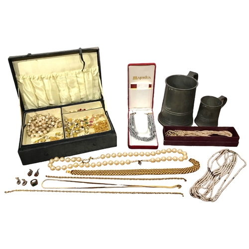 59A - A COLLECTION OF COSTUME AND SILVER JEWELLERY 
To include two Victorian pewter tankards, comprising g... 