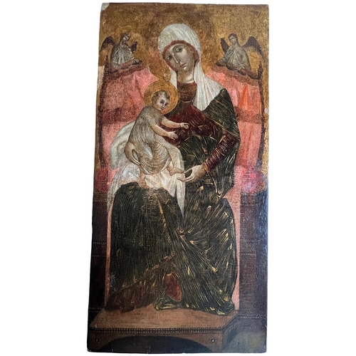 346 - SIENESE SCHOOL, FOLLOWER OF DUCCIO DI BUONINSEGNA, FL. SIENA 1278 - 1319, GUALINO MADONNA TEMPERA AN... 