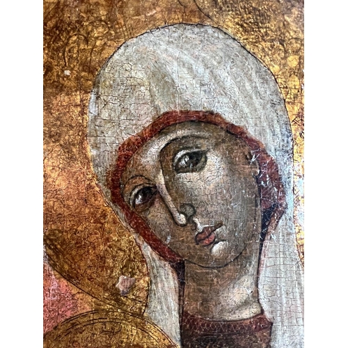 346 - SIENESE SCHOOL, FOLLOWER OF DUCCIO DI BUONINSEGNA, FL. SIENA 1278 - 1319, GUALINO MADONNA TEMPERA AN... 