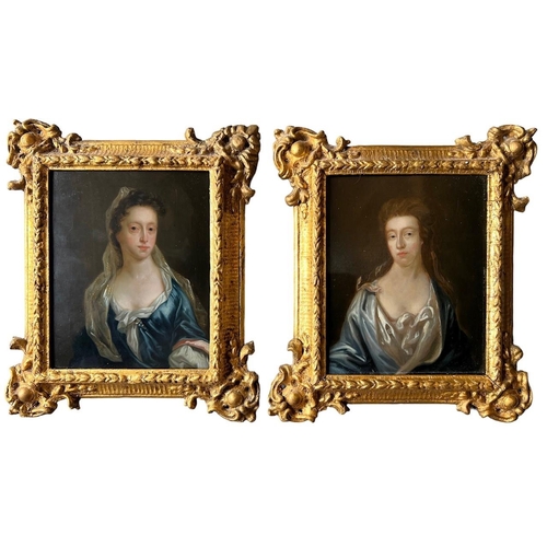 338 - ATTRIBUTED TO THOMAS HUDSON, DEVONSHIRE, 1701 - 1779, TWICKENHAM, A PAIR OF 18TH CENTURY OILS ON COP... 
