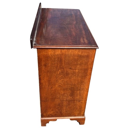 122 - A 19TH CENTURY MAHOGANY CHEST OF TWO SHORT OVER THREE LONG GRADUATED DRAWERS
Raised on bracket feet.... 