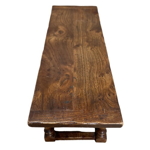 134 - A 17TH CENTURY DESIGN BURR ELM MINIATURE APPRENTICE PIECE REFECTORY TABLE
The single plank table, ra... 