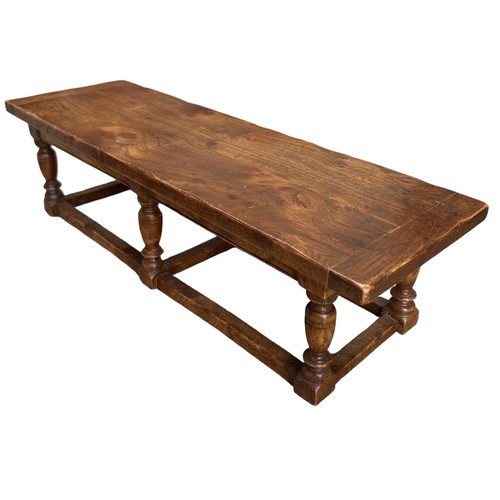 134 - A 17TH CENTURY DESIGN BURR ELM MINIATURE APPRENTICE PIECE REFECTORY TABLE
The single plank table, ra... 