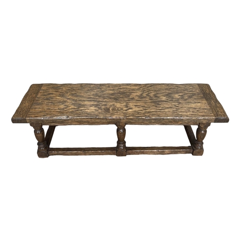 136 - A 17TH CENTURY DESIGN OAK MINIATURE PIECE REFECTORY TABLE
The single plank table raised on si