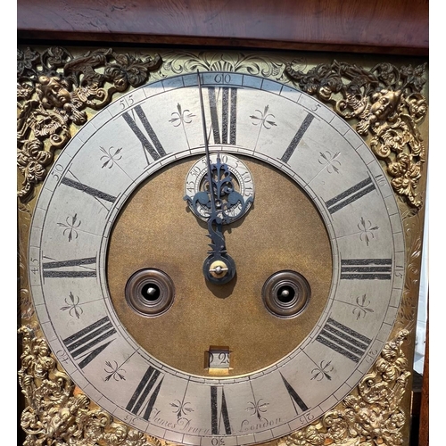 146 - AN 18TH CENTURY DESIGN WALNUT LONGCASE CLOCK
With gilt brass, silvered dial with subsidiary seconds ... 