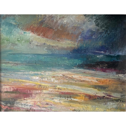 180 - CLOE CLOHERTY, B. 1964, OIL ON LINEN
Seascape, titled ‘Western Isles’, framed.
(sight 38cm x 48.5cm,... 