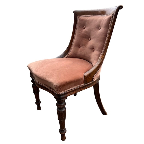 133 - A PAIR OF 19TH CENTURY OAK LIBRARY CHAIRS 
With scrolling backs above serpentine seat, raised on tul... 