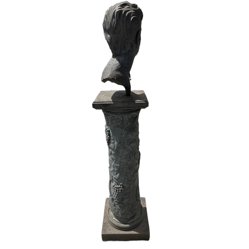 151 - NEIL GODFREY, A DECORATIVE 20TH CENTURY BRONZED CAST RESIN BUST OF A MAN
Supported on a column decor... 