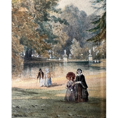 171 - THOMAS MILES RICHARDSON, 1784 - 1848, 19TH CENTURY WATERCOLOUR
Elegant figures walking in a classica... 