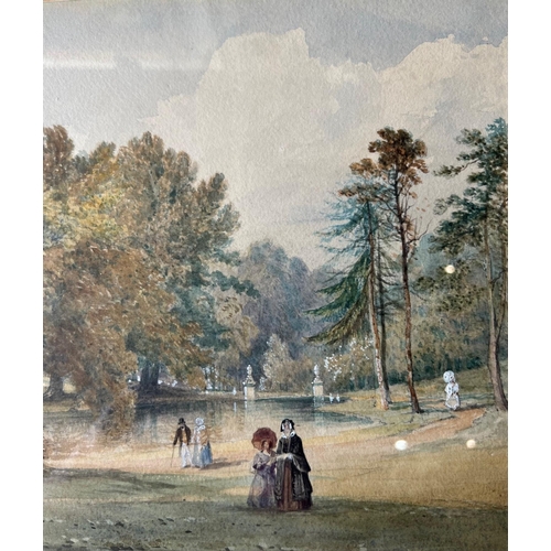 171 - THOMAS MILES RICHARDSON, 1784 - 1848, 19TH CENTURY WATERCOLOUR
Elegant figures walking in a classica... 