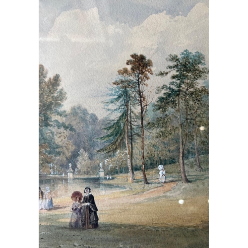 171 - THOMAS MILES RICHARDSON, 1784 - 1848, 19TH CENTURY WATERCOLOUR
Elegant figures walking in a classica... 