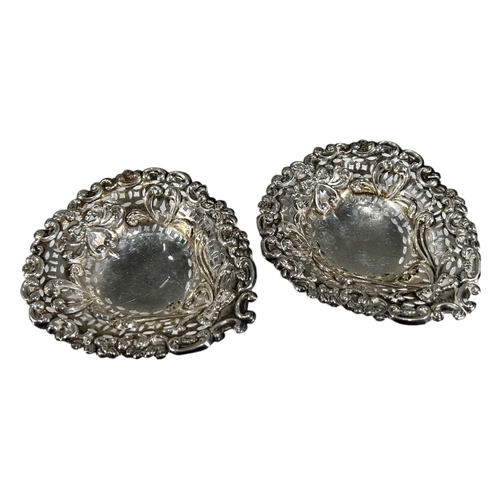 24 - JAMES DEAKIN & SONS, A PAIR OF VICTORIAN SILVER BON BON DISHES, HALLMARKED CHESTER, 1896
Together wi... 