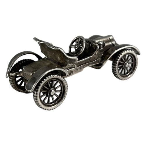 7 - MARGAROLI CARLO, A VINTAGE 1980’S ITALIAN SILVER MODEL OF A SIZAIRE ET NAUDIN 1908 CAR
Bearing hallm... 