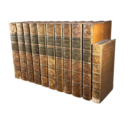 52A - EARLY 19TH CENTURY BOOKS, THE WORKS OF FRANCIS BACON, VOLUMES 1-10, 1819. TOGETHER WITH BACON'S ESSA... 